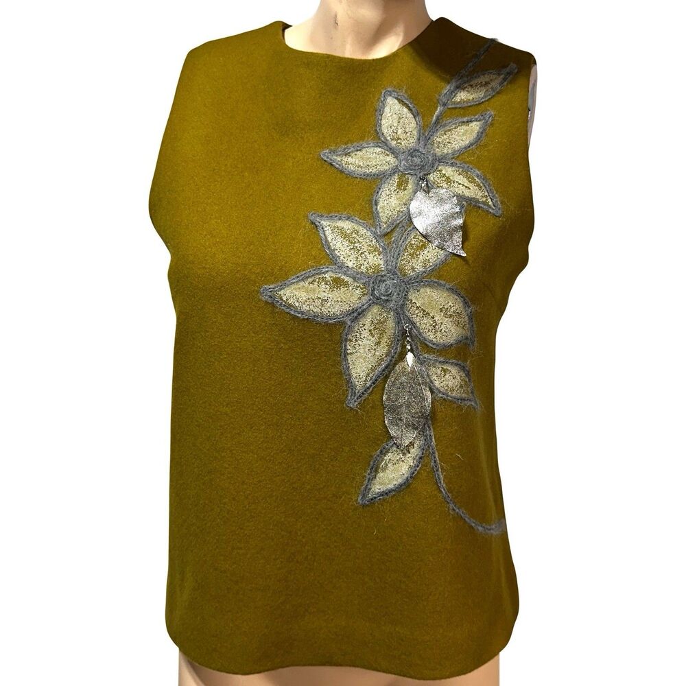 Mignon Doo Size L Large Wool Blend Embellished Sleeveless Shell Top NWT
